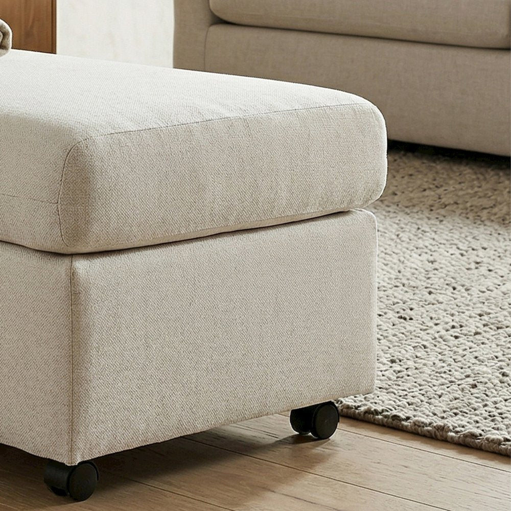 Wilson 4-Piece Living Room Set, Sofa Loveseat Cuddle Chair, Ottoman, Fog Beige