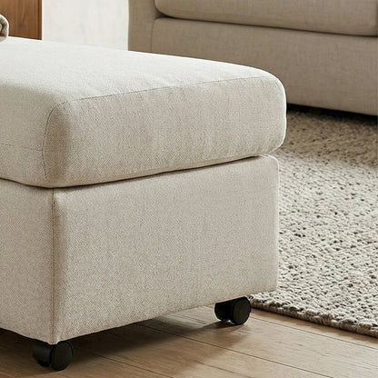 Wilson 4-Piece Living Room Set, Sofa Loveseat Cuddle Chair, Ottoman, Fog Beige