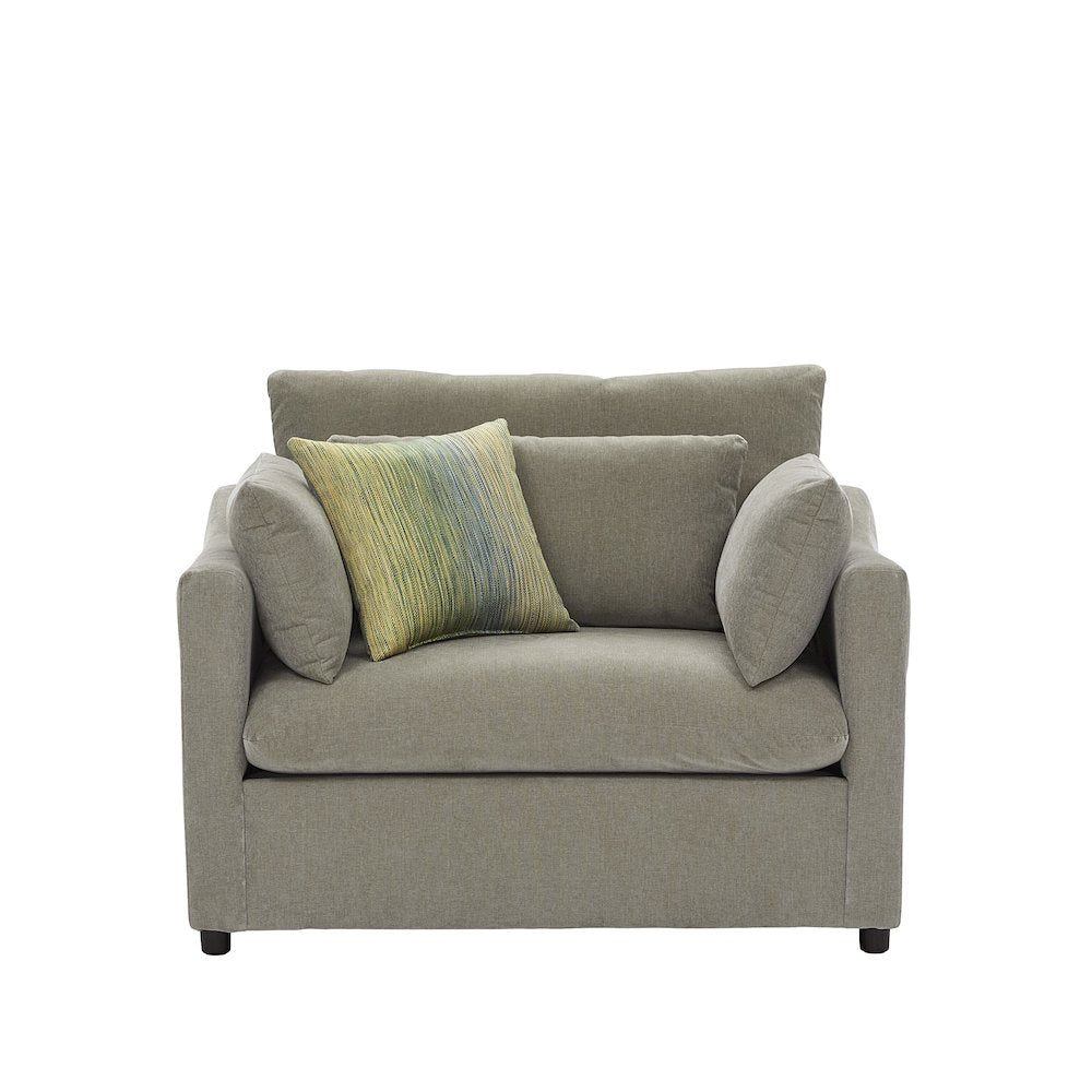 Wilson Contemporary Upholstered Cuddle Chair, Olive Green