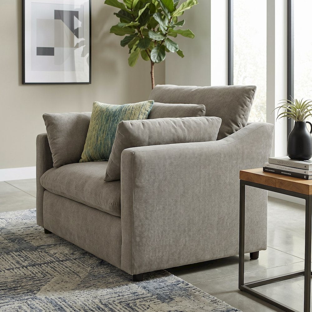 Wilson Contemporary Upholstered Cuddle Chair, Olive Green