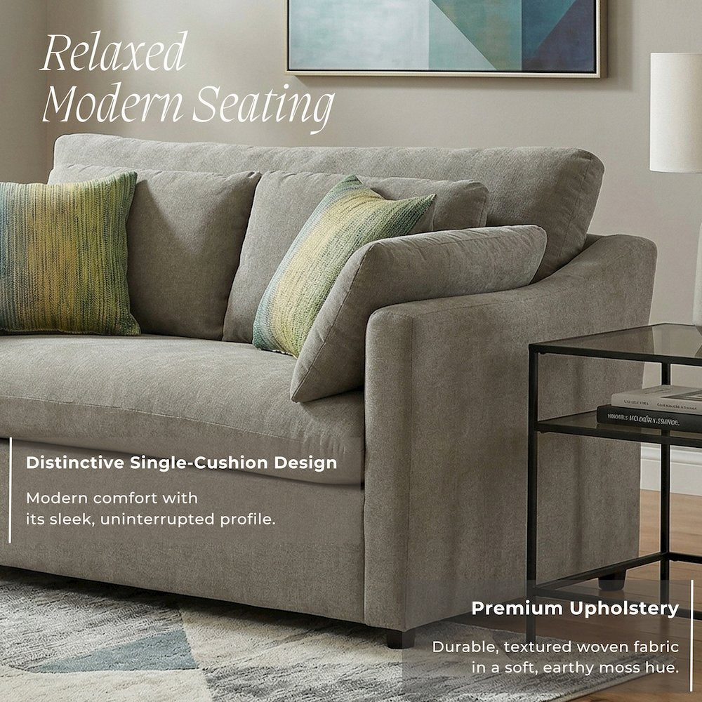 Wilson Contemporary Upholstered Loveseat, Olive Green