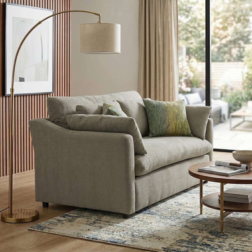 Wilson Contemporary Upholstered Loveseat, Olive Green