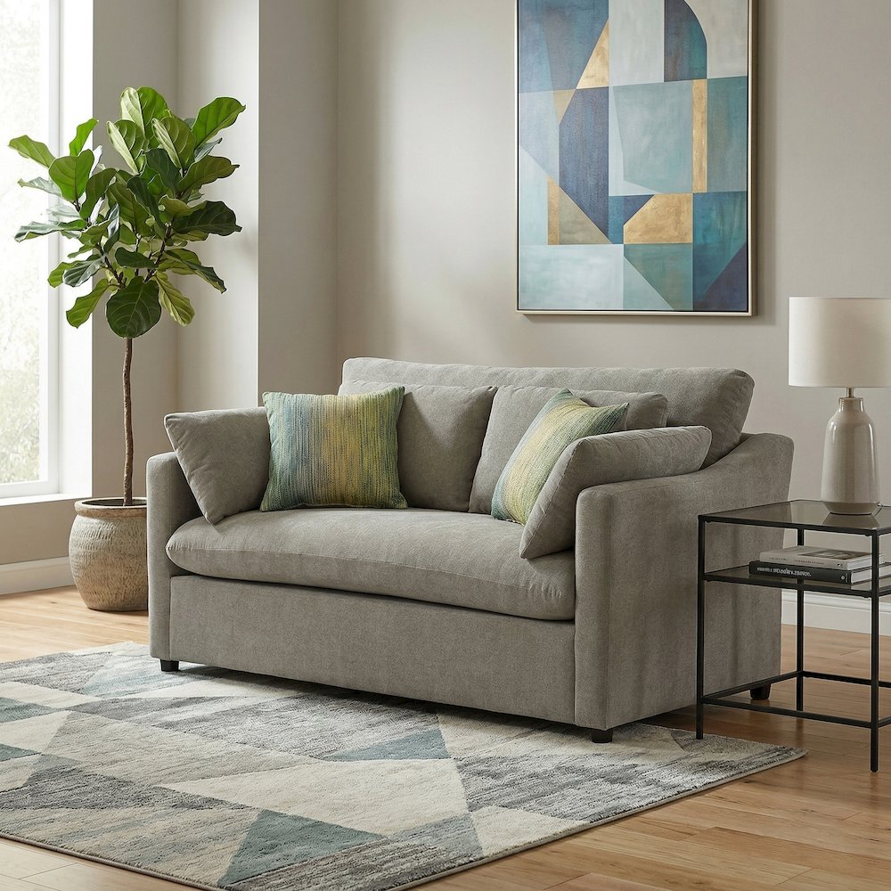 Wilson Contemporary Upholstered Loveseat, Olive Green