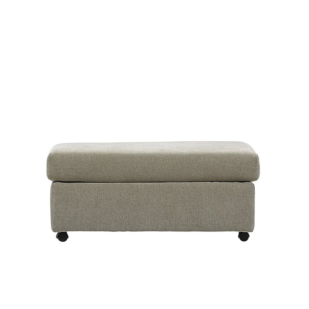 Wilson Contemporary Upholstered Cocktail Ottoman with Casters, Olive Green