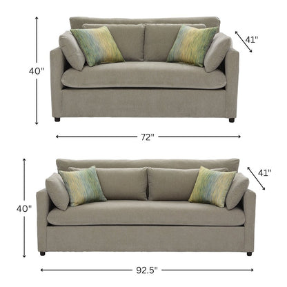 Wilson 4-Piece Living Room Set, Sofa Loveseat Cuddle Chair, Ottoman, Olive Green