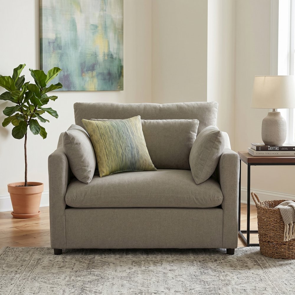 Wilson 4-Piece Living Room Set, Sofa Loveseat Cuddle Chair, Ottoman, Olive Green