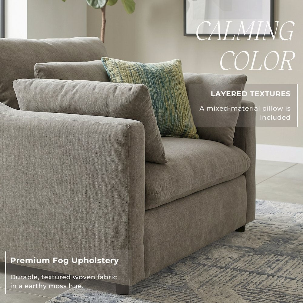 Wilson 4-Piece Living Room Set, Sofa Loveseat Cuddle Chair, Ottoman, Olive Green