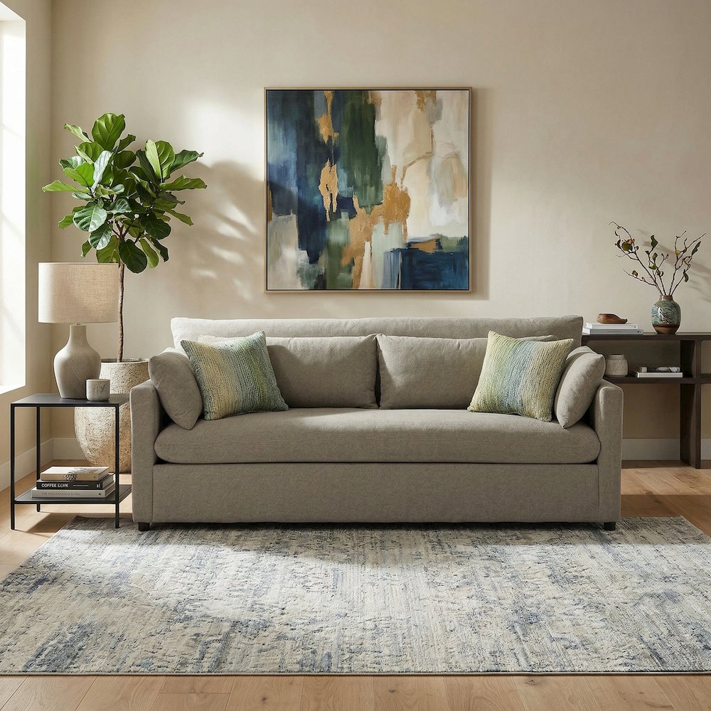 Wilson 4-Piece Living Room Set, Sofa Loveseat Cuddle Chair, Ottoman, Olive Green
