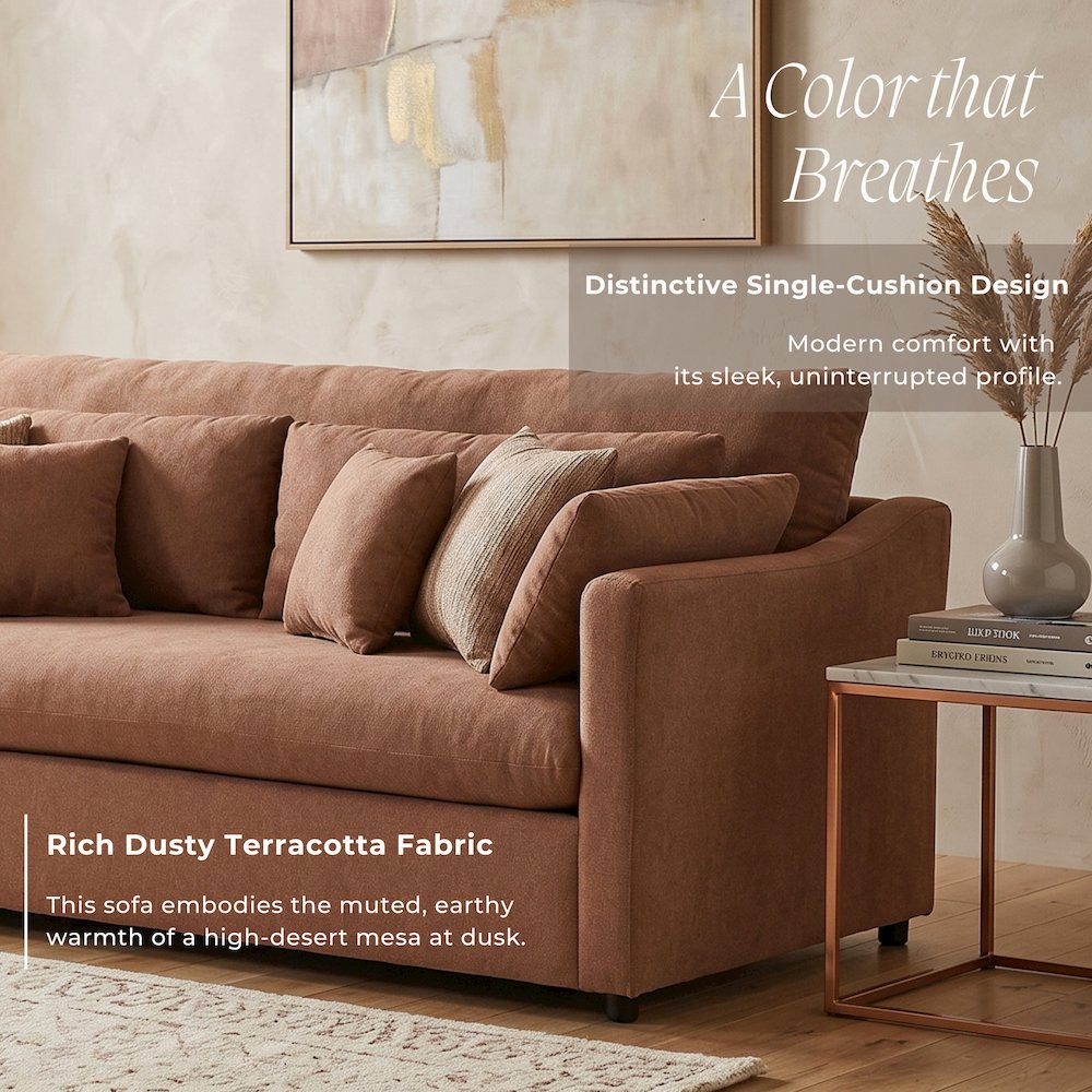 Wilson Contemporary Upholstered Sofa, Sunset Rust
