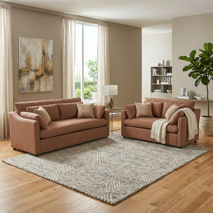 Wilson 3-Piece Living Room Set, Sofa Loveseat and Cuddle Chair, Sunset Rust