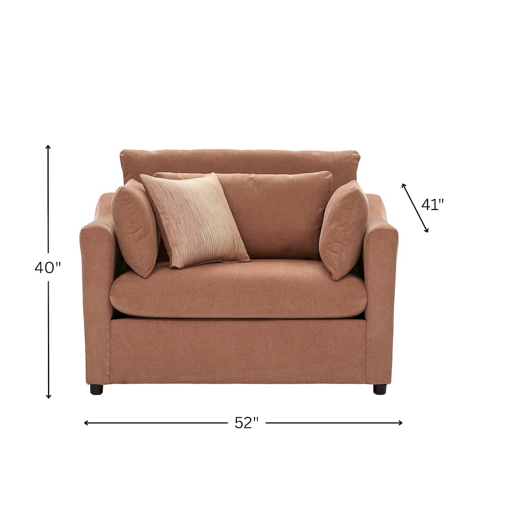 Wilson 3-Piece Living Room Set, Sofa Loveseat and Cuddle Chair, Sunset Rust