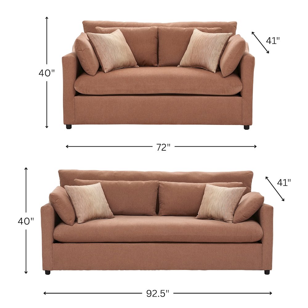 Wilson 3-Piece Living Room Set, Sofa Loveseat and Cuddle Chair, Sunset Rust