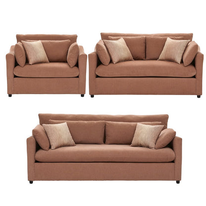 Wilson 3-Piece Living Room Set, Sofa Loveseat and Cuddle Chair, Sunset Rust