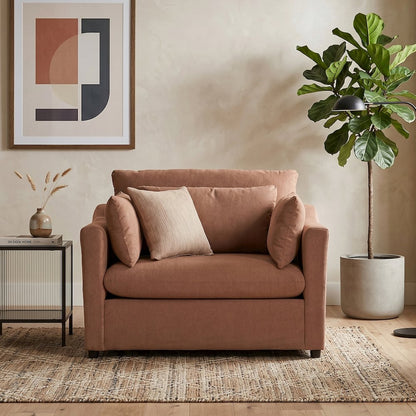 Wilson 4-Piece Living Room Set, Sofa Loveseat Cuddle Chair, Ottoman, Sunset Rust