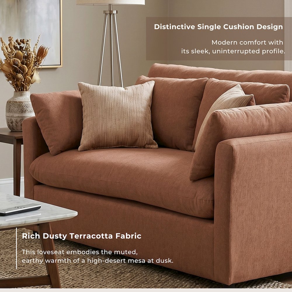 Wilson 4-Piece Living Room Set, Sofa Loveseat Cuddle Chair, Ottoman, Sunset Rust
