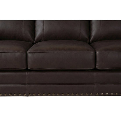 Solid Wood Faux Leather Nailhead Sofa, Loveseat, and Chair 3 Piece Set, Espresso