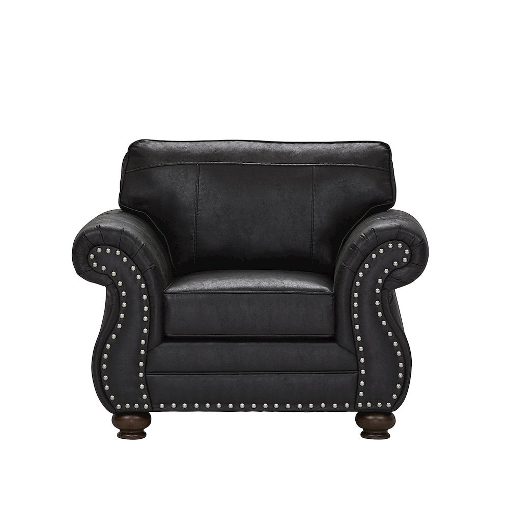 Leinster Faux Leather Upholstered Nailhead Chair, Black