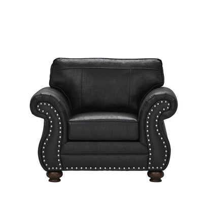 Leinster Faux Leather Upholstered Nailhead Chair, Black