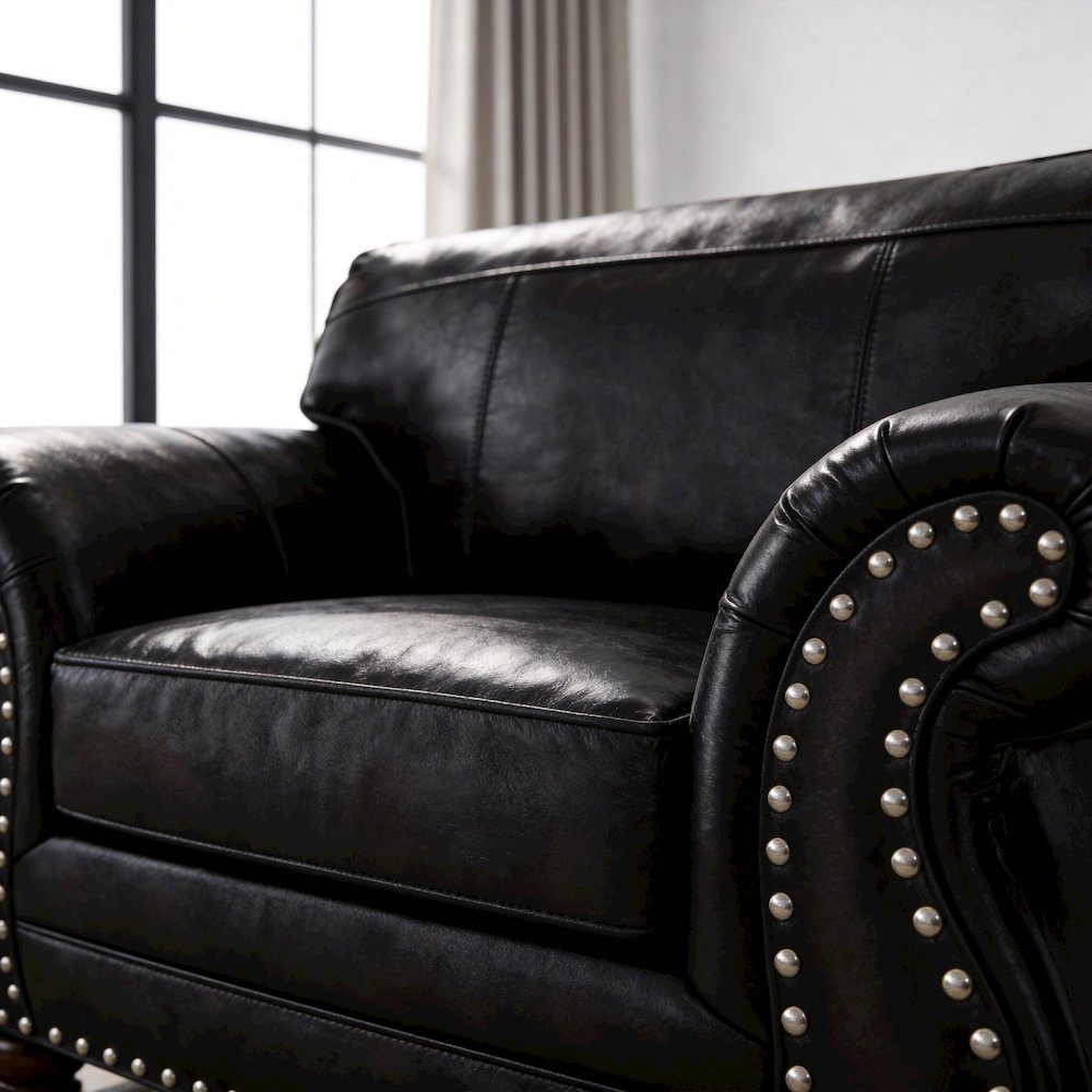 Leinster Faux Leather Upholstered Nailhead Chair, Black