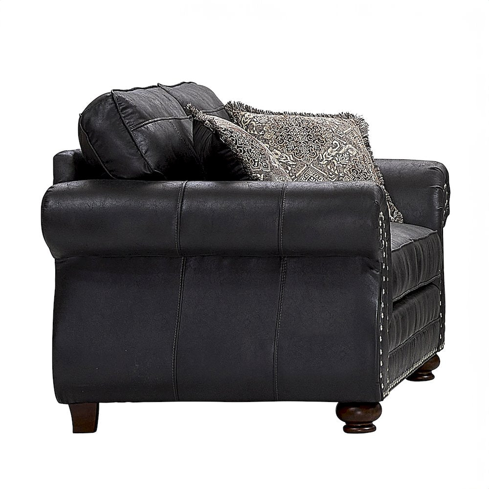 Leinster Faux Leather Upholstered Nailhead Chair, Black