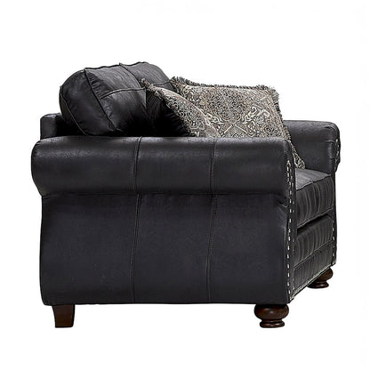 Leinster Faux Leather Upholstered Nailhead Chair, Black