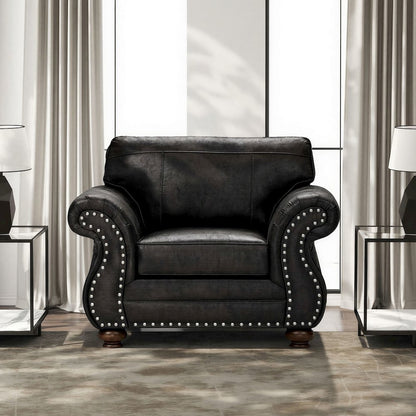 Leinster Faux Leather Upholstered Nailhead Chair, Black