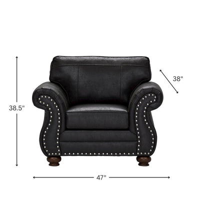 Leinster Faux Leather Upholstered Nailhead Chair, Black