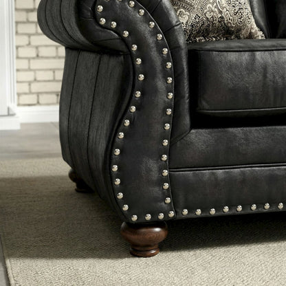 Leinster 2-Piece Living Room Set, Sofa and Loveseat, Black