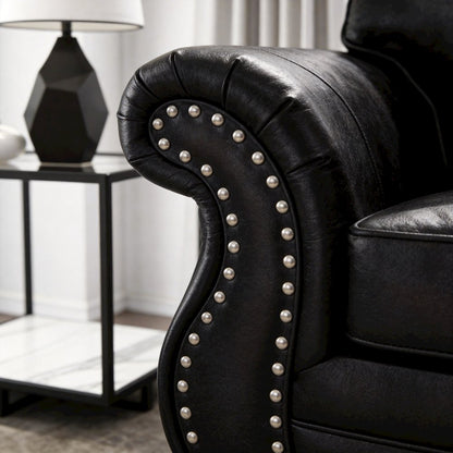 Leinster 3-Piece Living Room Set, Sofa Loveseat and Chair, Black