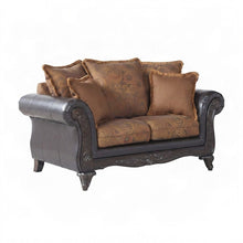 Two-Tone Microfiber Loveseat Sofa with Solid Wood Frame, Settee, Chocolate