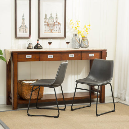 Lotusville Vintage PU Leather Dining Chairs, Antique Gray, Set of 2