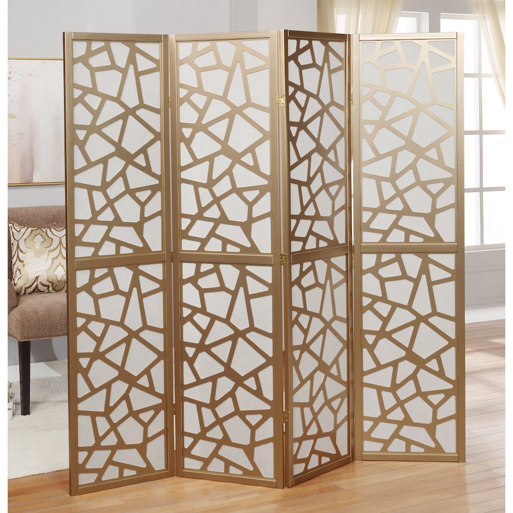 Giyano Gold 4 Panel Screen Room Divider