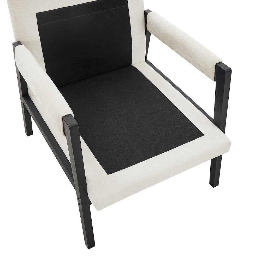 Kelly Mid-Century Modern Chenille Upholstered Accent Armchair, White