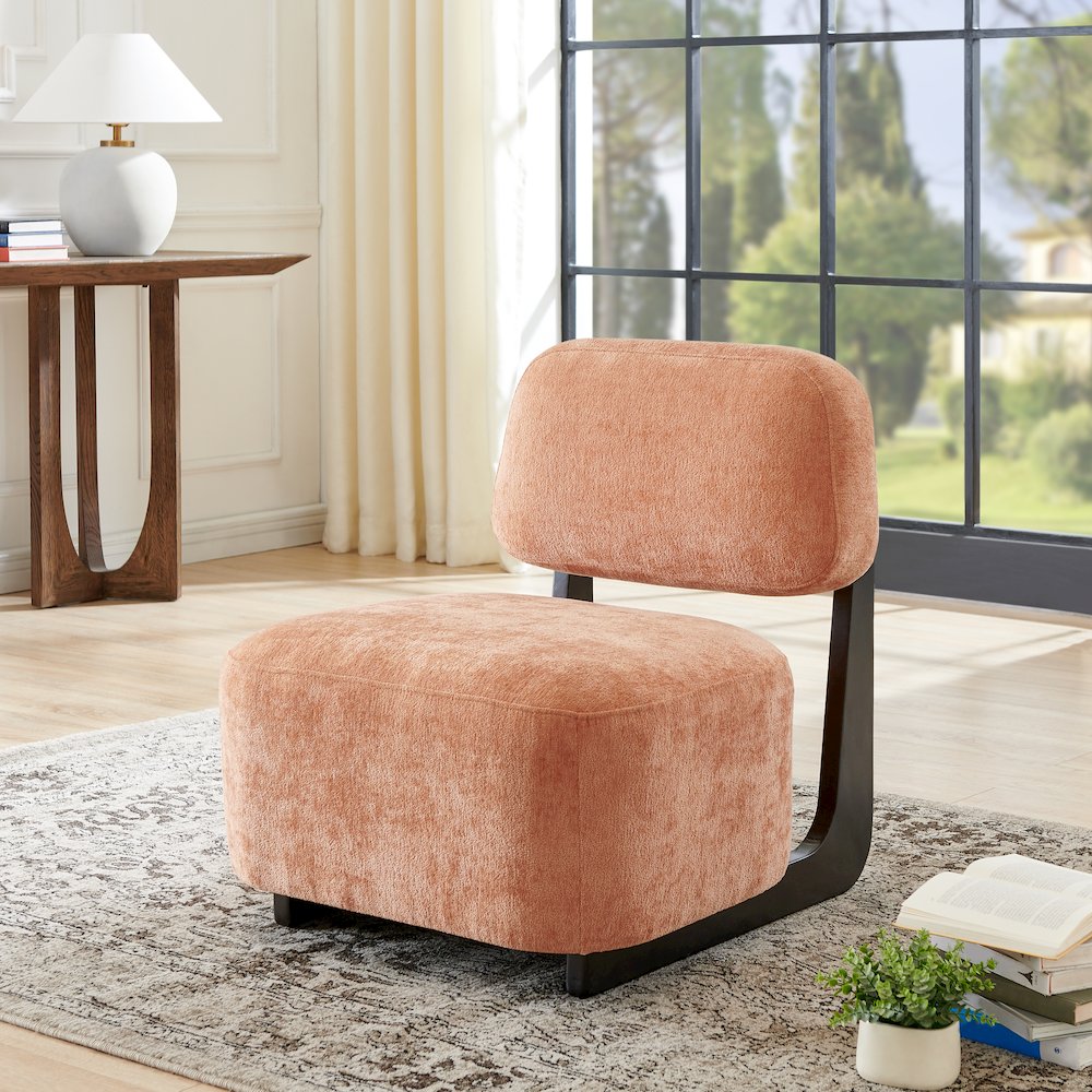 Solara Modern Accent Chair with Solid Wood Frame, Orange