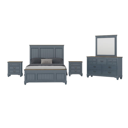 Clelane Wood Bedroom Set Panel Queen Bed, Dresser, Mirror, and Two Nightstands