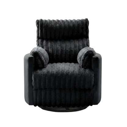 Wide-Wale Corduroy Manual Recliner Chair with Overstuffed Seat for Adults, White