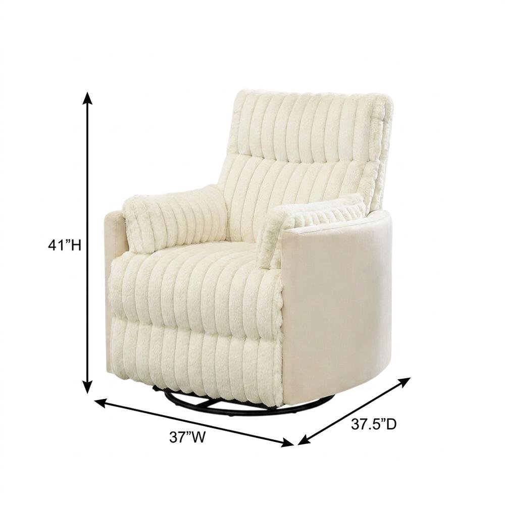Corduroy Manual Recliner Chair with Wide Wale Texture for Living Room, White