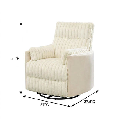 Corduroy Manual Recliner Chair with Wide Wale Texture for Living Room, White
