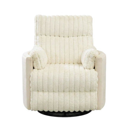 Corduroy Manual Recliner Chair with Wide Wale Texture for Living Room, White