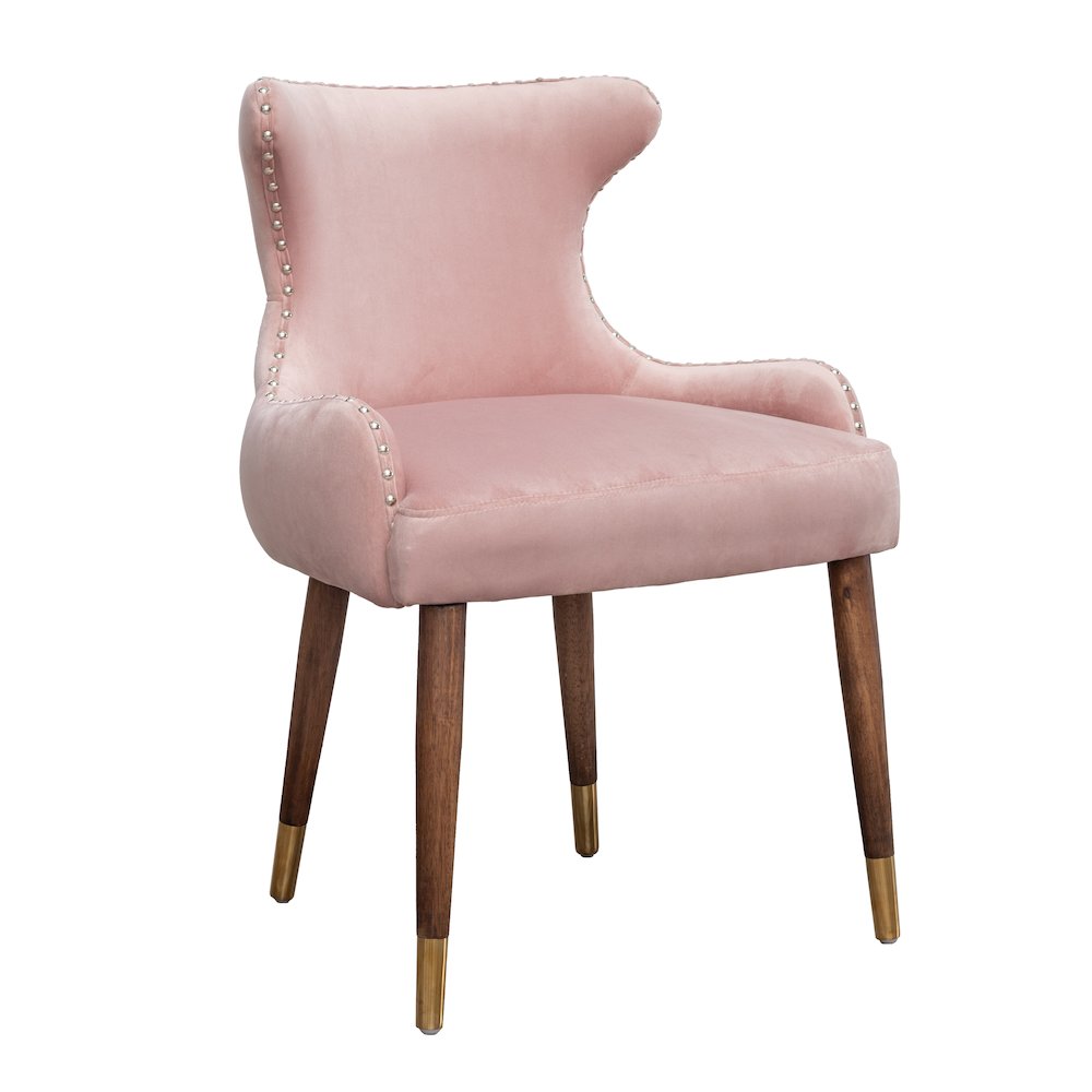 Lindale Contemporary Velvet Upholstered Nailhead Trim Accent Chair, Pink