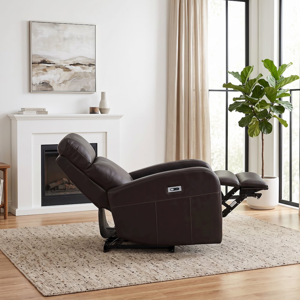 Noah Leather Power Recliner Arm Chair with One-Touch Electric Charging Port