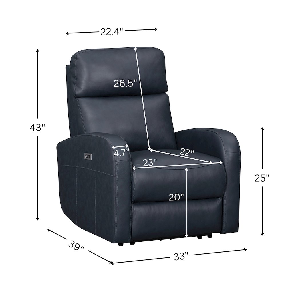 Noah Leather Power Recliner Arm Chair with One-Touch Electric Charging Port