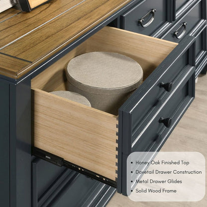 Clelane Wood 7-Drawer Dresser, Slate Blue