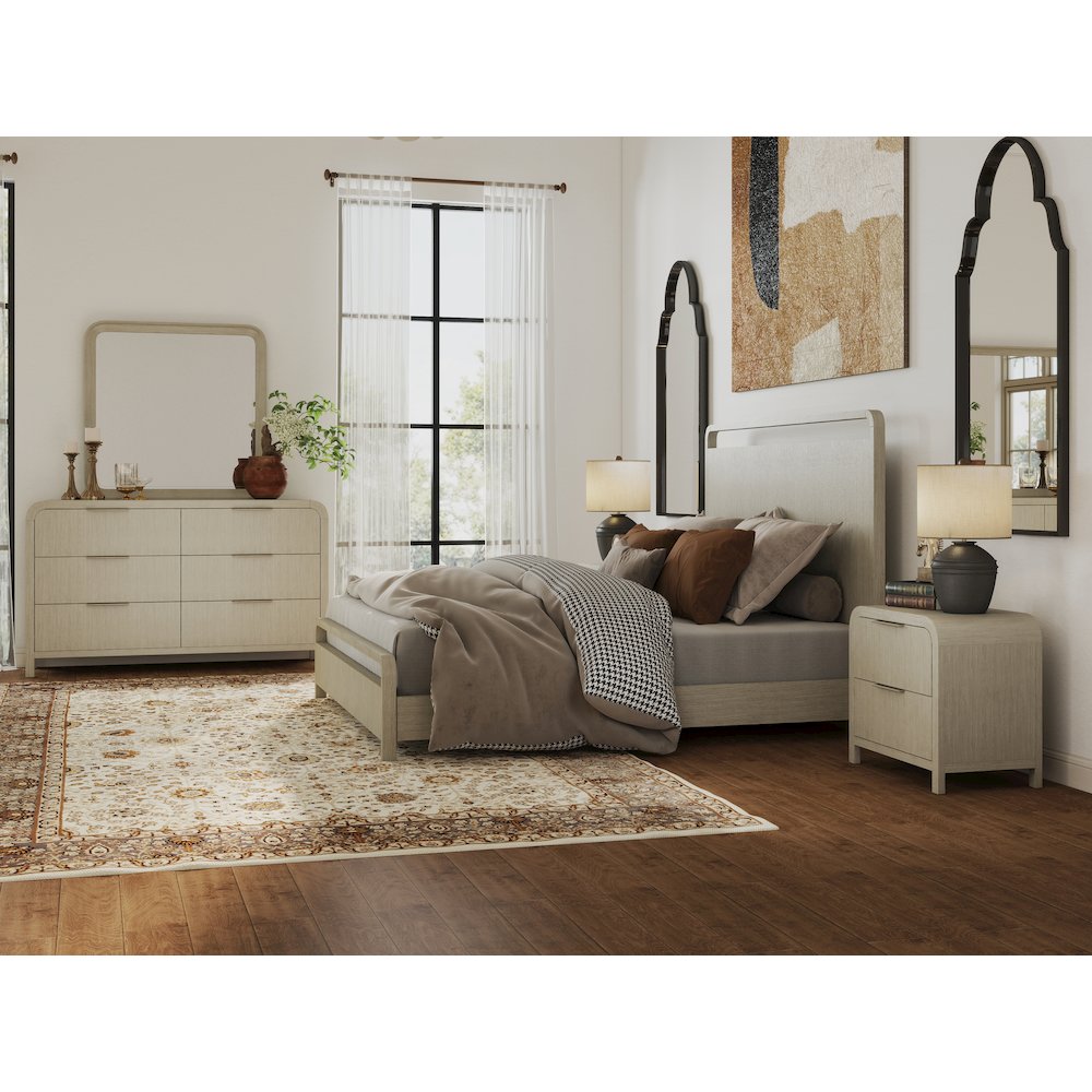 Tavari 5-PC Queen Bedroom Set, Bed, Dresser, Mirror, Two Nightstands, Light Gray