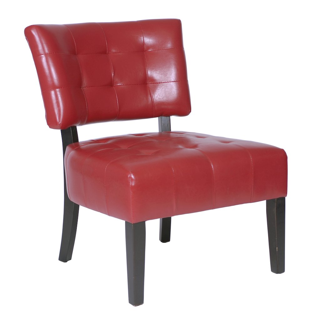 Movile Blended Leather Tufted Accent Chair with Oversized Seating, Red