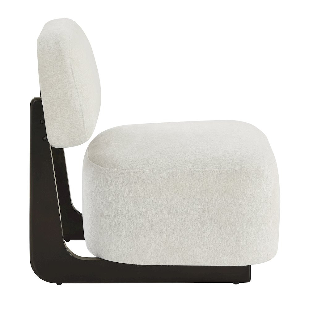 Solara Modern Accent Chair with Solid Wood Frame, White
