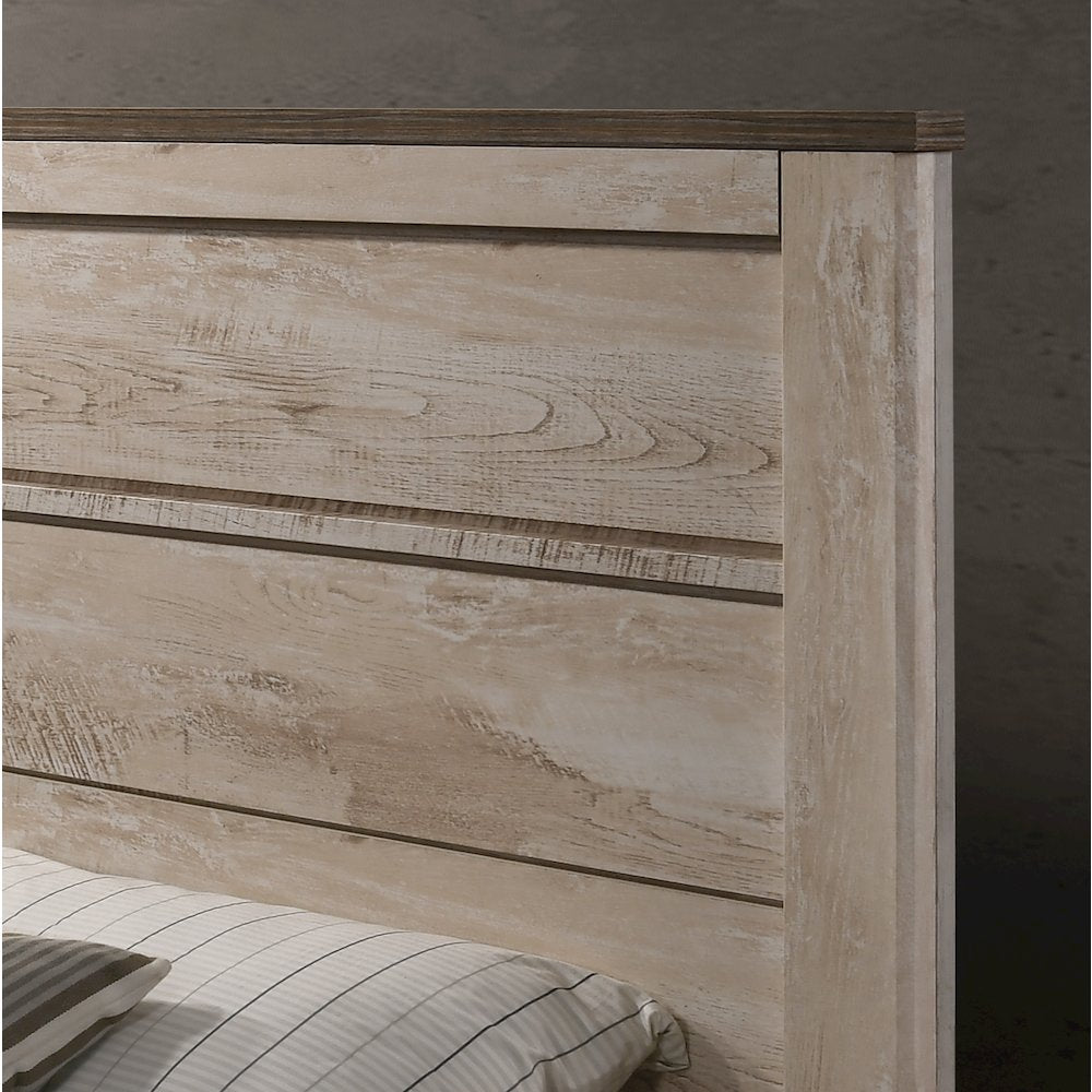 Imerland Contemporary White Wash Finish Panel Queen Bed