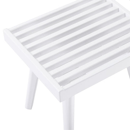 Larwich Solid Wood Slatted Bench, 19 Wide, White