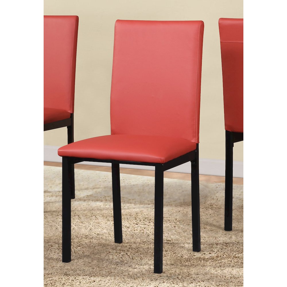 Citico 5-Pc Dinette Set with Laminated Faux Marble Top and 4 Red Chairs