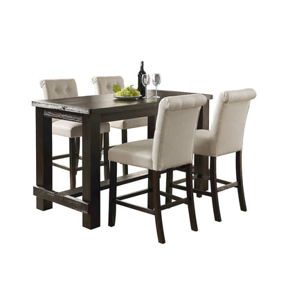 Leviton Antique Black Finished Wood 5-Piece Counter Height Dining Set, Tan